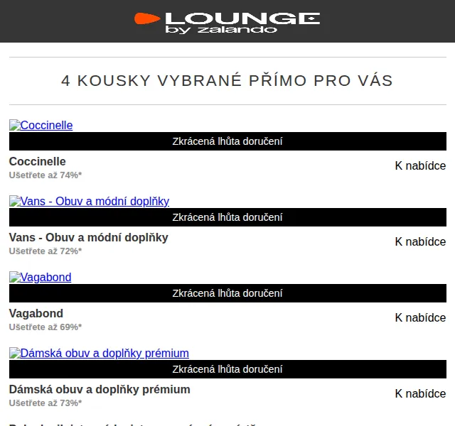 Lounge by Zalando: Coccinelle, Vans & Vagabond – slevy až 74 % – červen 2026 | Nuslet.cz