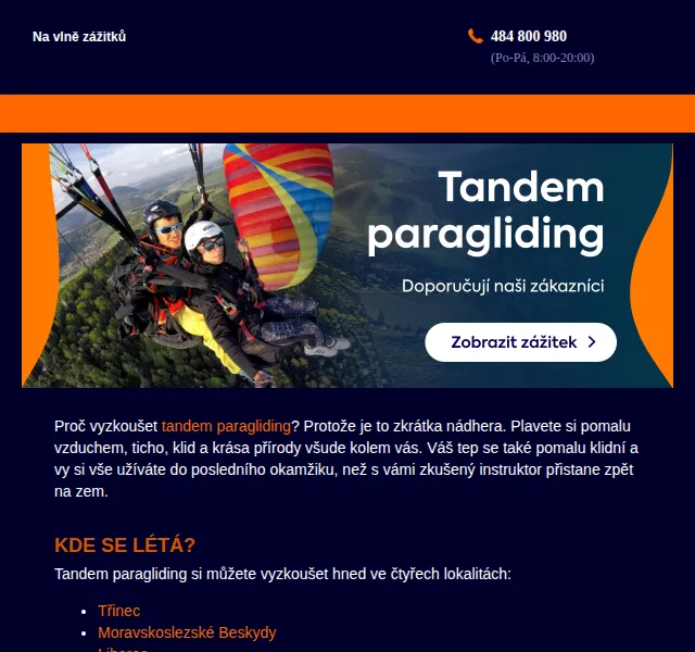 Adrop: Tandem paragliding od 2 500 Kč – červen 2026 | Nuslet.cz