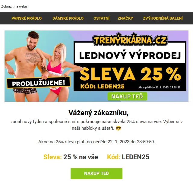 Lukáš z Trenýrkárna.cz: 25% na vše – červen 2026 | Nuslet.cz