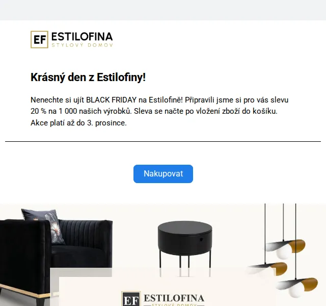 Estilofina-nabytek.cz: Black Friday sleva 20 % – červenec 2026 | Nuslet.cz
