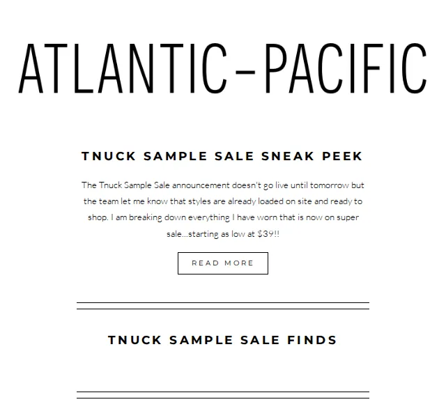 ATLANTIC-PACIFIC: Tnuck Sample Sale od 39 $ – červen 2026 | Nuslet.cz