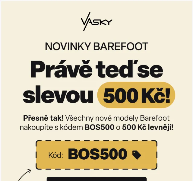 Vasky: Barefoot boty se slevou 500 Kč – červen 2026
