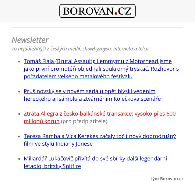 Aleš Borovan: Brutal Assault, TV Nova, Allegro – říjen 2026