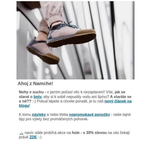 Namche: Boty v suchu – akce na hole 30 % a Ocún 15 % – červen 2026 | Nuslet.cz