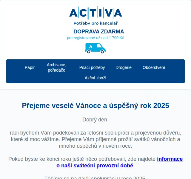 Activa: doprava zdarma nad 1 790 Kč – červenec 2026 | Nuslet.cz