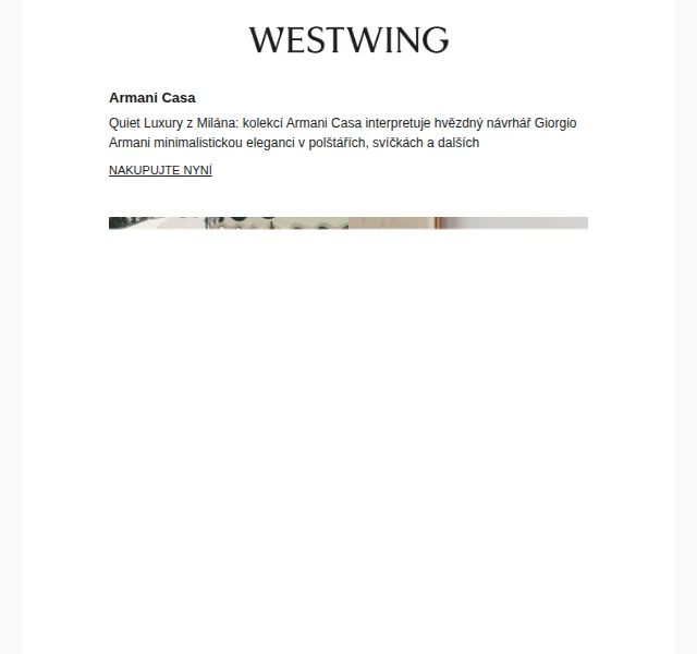 Westwing: Armani Casa a CLOUD postel – červen 2026 | Nuslet.cz