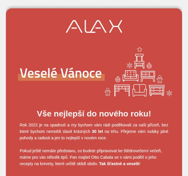 ALAX nábytek: PF 2023 přání a vánoční recepty – červen 2026 | Nuslet.cz