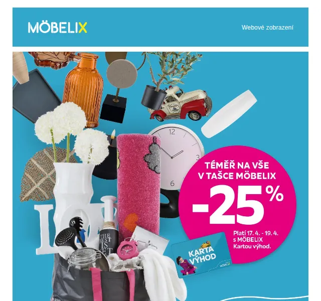 Möbelix: -25 % na nábytek a dekorace – duben 2026 | Nuslet.cz