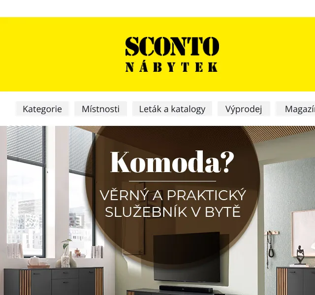 Sconto: Komody v různých barvách a provedeních