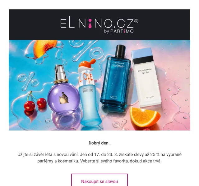 Elnino.cz: parfémy a kosmetika se slevou až 25 % – srpen