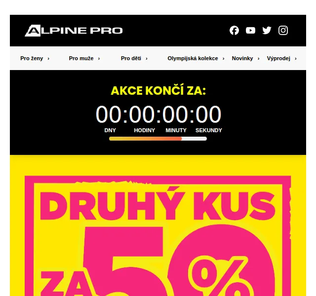 ALPINE PRO: 50% sleva na druhý kus – červenec 2026 | Nuslet.cz