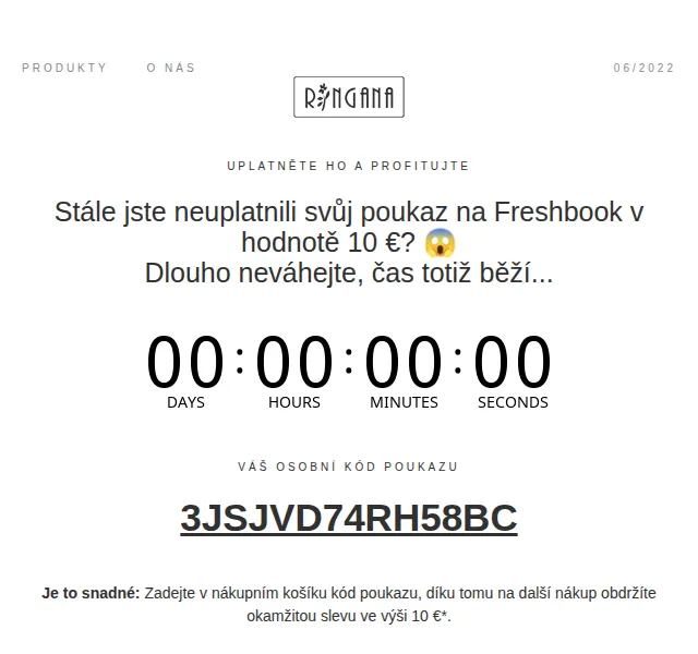 RINGANA: Slevový kód 10 € na Freshbook – červen 2022 | Nuslet.cz
