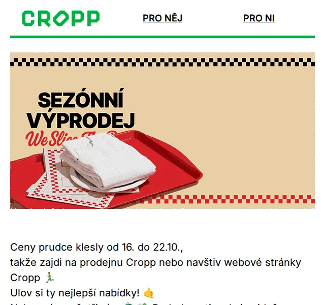 Cropp radikální snížení cen – červen 2026 | Nuslet.cz