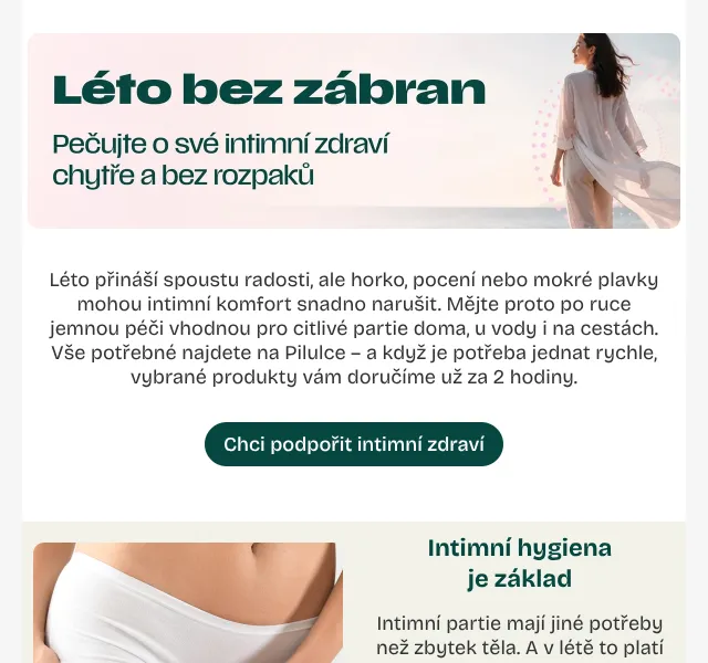 Pilulka.cz: Intimní péče v létě – slevy až -23 %