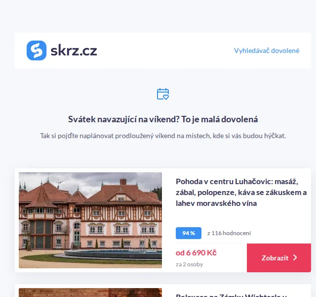 Vánoce na Skrz: pobyty v listopadu – wellness a UNESCO – červenec 2026 | Nuslet.cz