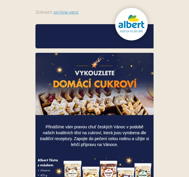 Albert: Vánoční těsta na cukroví z tradiční receptury – červen 2026 | Nuslet.cz