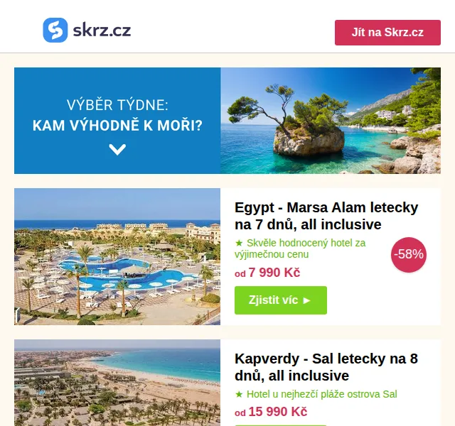 Skrz: Egypt od 7 990 Kč (‒58 %) a Kapverdy – červen 2026 | Nuslet.cz