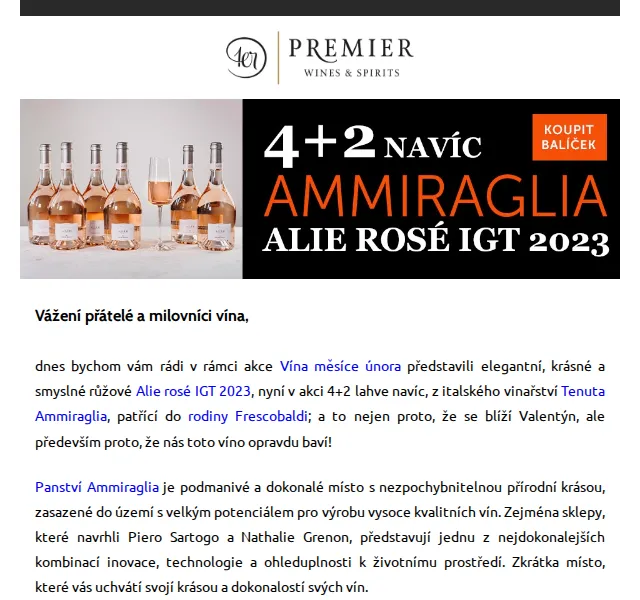 Premier Wines & Spirits: Ammiraglia Alie Rosé IGT 2023 v akci 4+2 lahve – červenec 2026 | Nuslet.cz