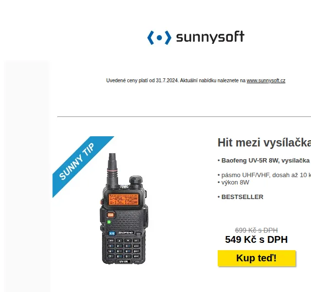 Sunnysoft: Baofeng UV-5R a HUD displeje – červenec 2026 | Nuslet.cz