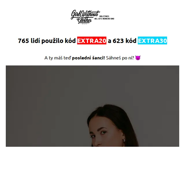 Girls Without Clothes: extra 30% sleva – červen 2026 | Nuslet.cz