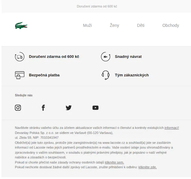 Lacoste: Tepláky a sportovní styl – červen 2026 | Nuslet.cz