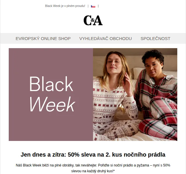 C&A: 50% sleva na 2. kus nočního prádla – červen 2026 | Nuslet.cz