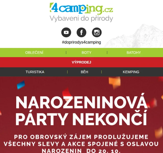 4camping: prodloužené narozeninové slevy – říjen 2026 | Nuslet.cz