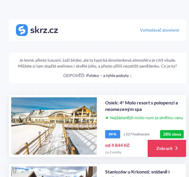 Skrz: Polsko od 1 318 Kč za dva – červen 2026 | Nuslet.cz