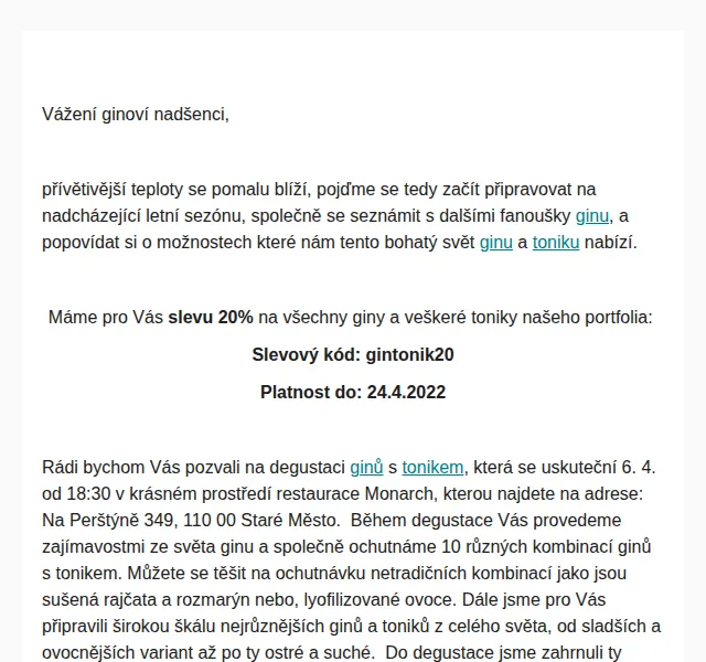 Premier Wines & Spirits: Giny a toniky sleva 20 % – červen 2026 | Nuslet.cz