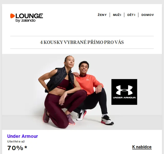 Lounge by Zalando: Under Armour, BOSS & Crocs – sleva až 75 % | červenec 2026 | Nuslet.cz