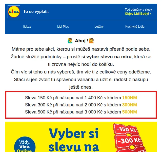 Lidl: Slevy 150–500 Kč + nová jarní nabídka – duben 2026