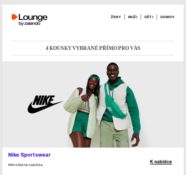 Lounge by Zalando: Nike, Calvin Klein & Converse až 75 % – duben 2026