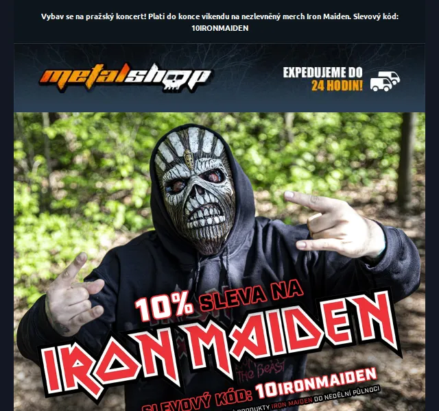 METALSHOP: 10% sleva na Iron Maiden merch – červen 2026 | Nuslet.cz