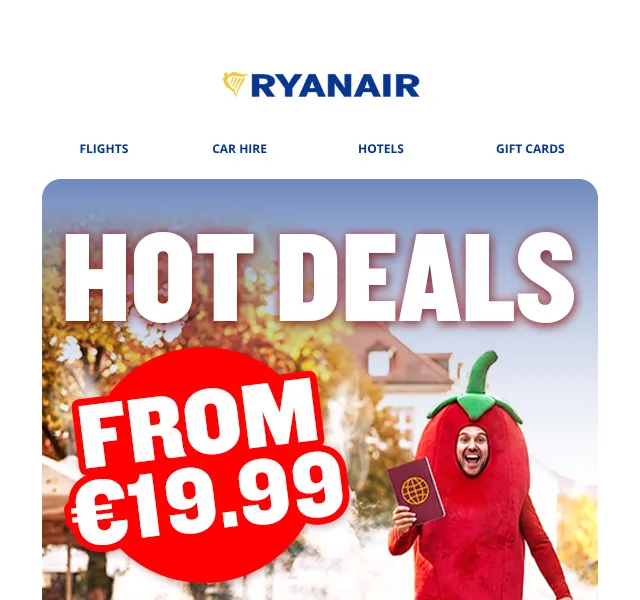 Ryanair: letenky od 19,99 € – září 2026