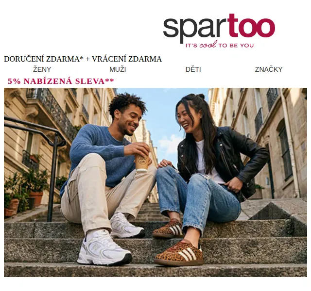 Spartoo.cz: 5 % sleva na módní tenisky – duben 2026 | Nuslet.cz