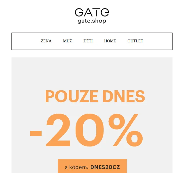 gate.shop: -20% na vše nezlevněné – červen 2026 | Nuslet.cz