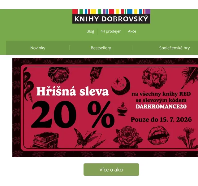 KnihyDobrovsky.cz: Dark romance 20 % – červenec 2026