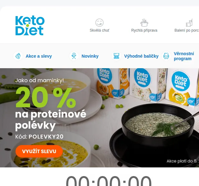 KetoDiet: Sleva 20 % na proteinové polévky – červen 2026 | Nuslet.cz