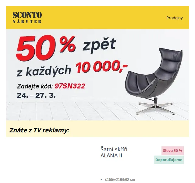 Sconto: 50% zpět z každých 10 000 Kč – červen 2026 | Nuslet.cz
