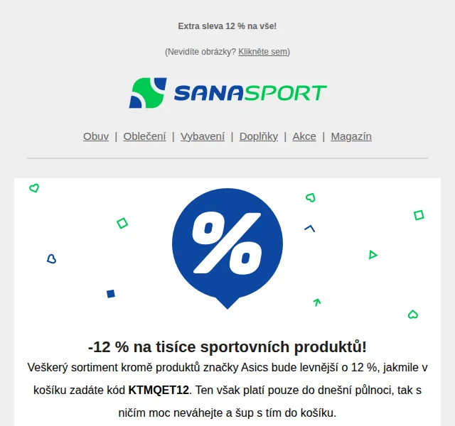 Sanasport: Sleva 12 % na vše – červen 2026 | Nuslet.cz