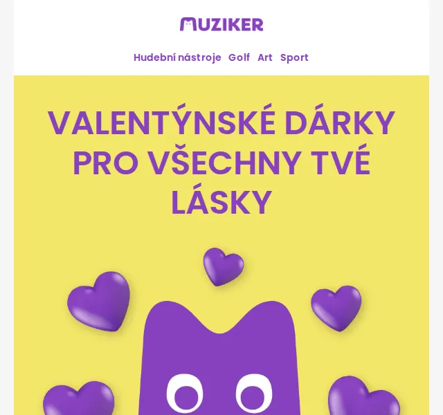 Muziker: Valentýnské dárky se slevovým kódem 4LOVE – červen 2026 | Nuslet.cz