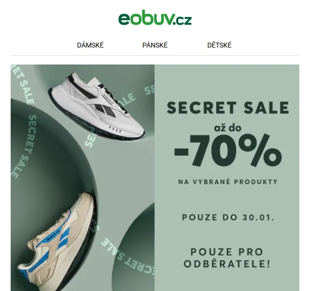 eobuv.cz: Secret Sale až -70 % – červen 2026 | Nuslet.cz