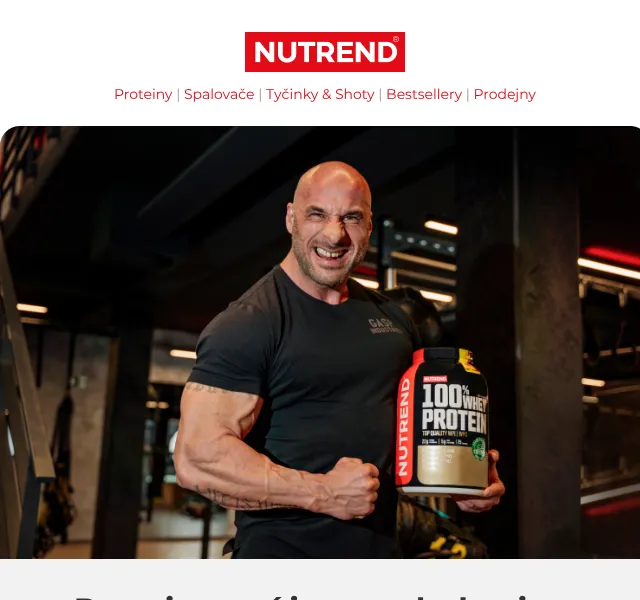 Nutrend: 100% Whey Protein v novém balení – Srpen 2026