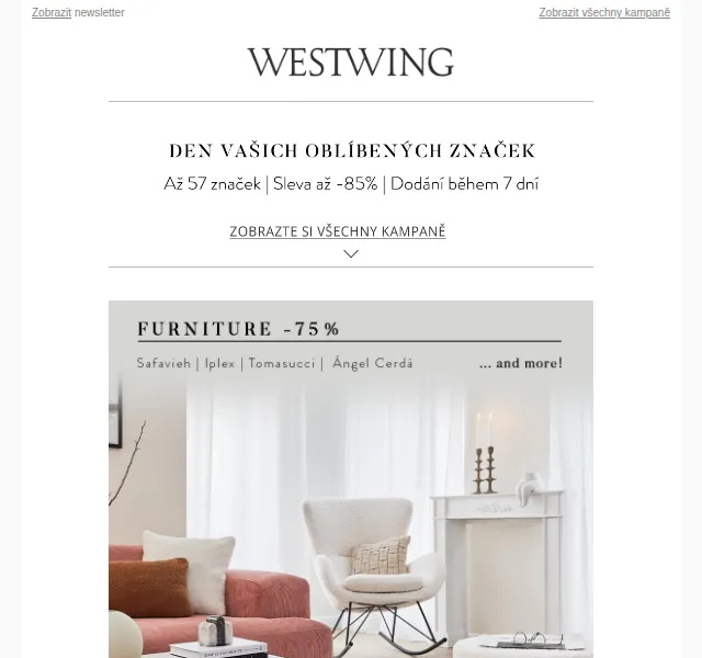 Westwing: Až 57 značek se slevou až 85 % – červen 2026 | Nuslet.cz