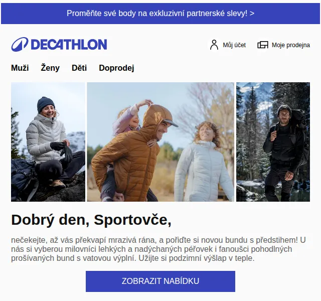 Decathlon: bundy s péřem a vatou od 599 Kč – září 2026