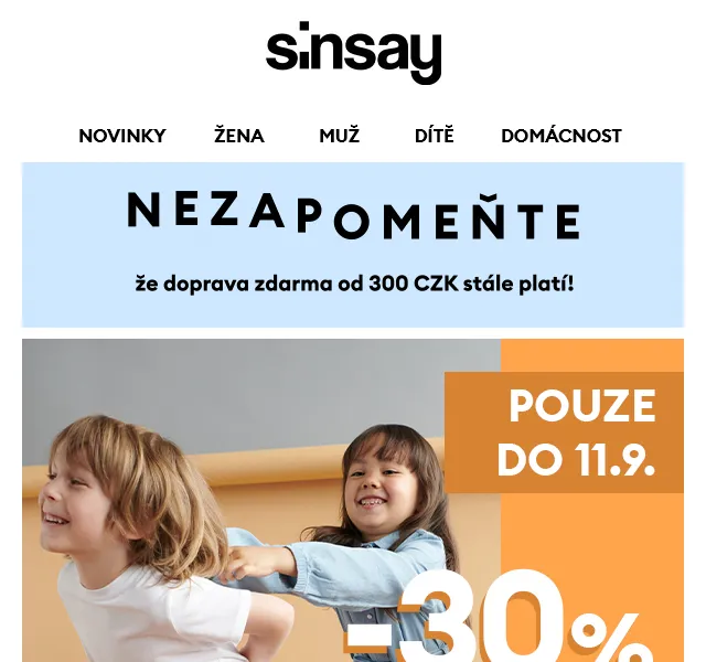 Sinsay: -30% na vybrané produkty pro děti – červen 2026 | Nuslet.cz