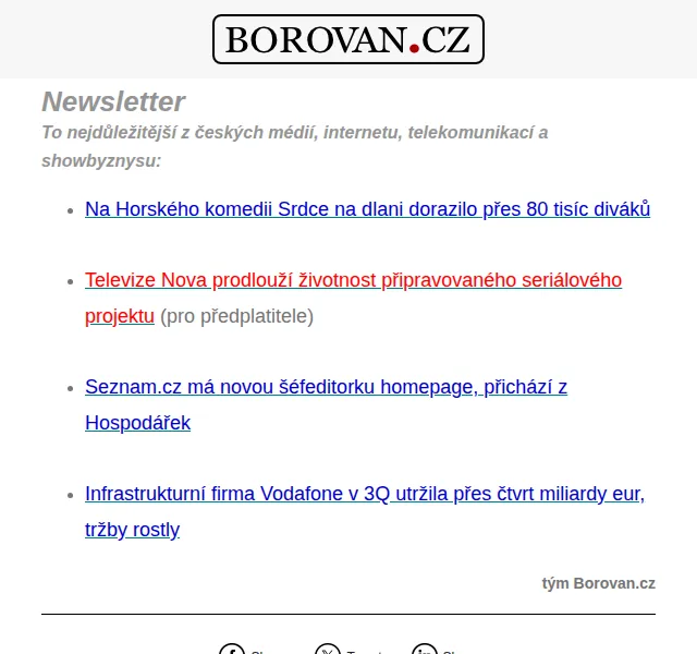 Borovan: Přehled zpráv z médií a telekomunikací – červen 2026 | Nuslet.cz