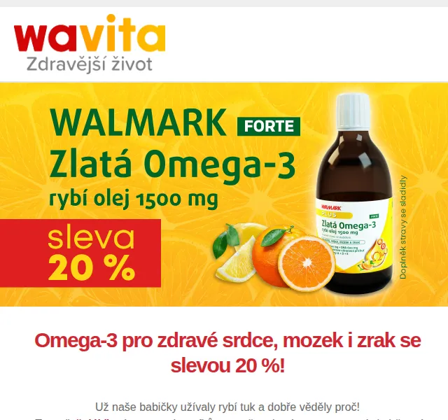 Wavita: Omega-3 se slevou 20 % – červenec 2026 | Nuslet.cz