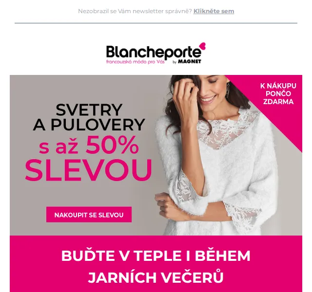 Blancheporte: Sleva až 50 % na svetry a pulovery – červen 2026 | Nuslet.cz