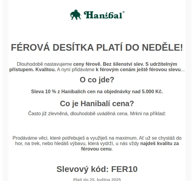 Hanibal.cz: 10% sleva na vše nad 5 000 Kč – červenec 2026 | Nuslet.cz